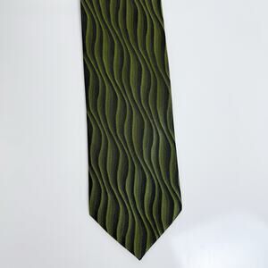 Antonia 100% Silk Hand Made Tie Necktie Green Black